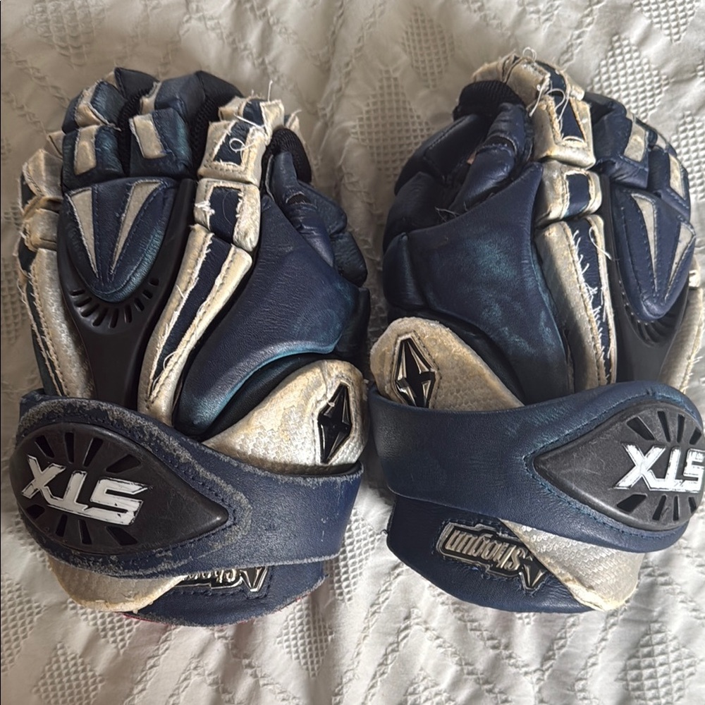 STX Navy and White Lacrosse Gloves